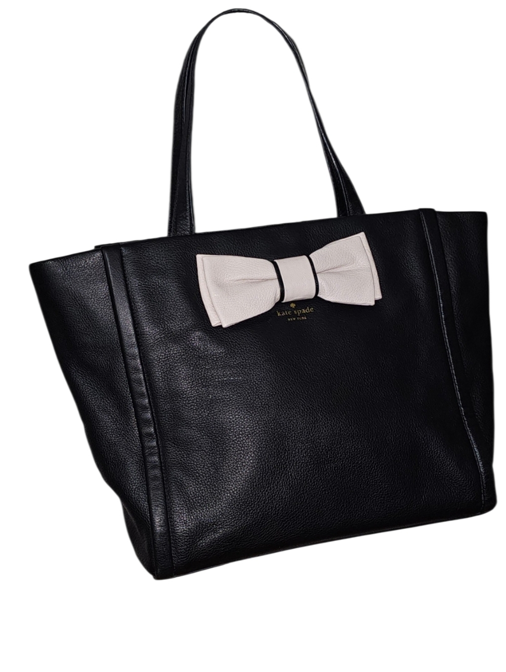 Kate Spade Black Pebbled Leather Bow Tote | Magnetic Snap | Dust Bag | EUC - Picture 6 of 11